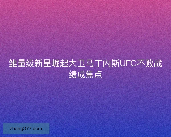 雏量级新星崛起大卫马丁内斯UFC不败战绩成焦点